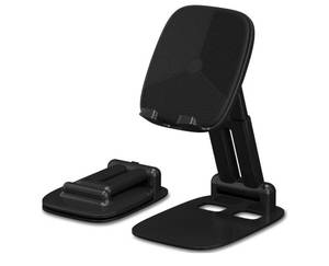 lot 1625 image: DEERLAMN Cell Phone Stand for Desk, Height Adjustable Cell Phone Holder Portable Desktop Stand, Travel Home Office Desk Accessories Compatible with iPhone 161514131211 All Smartphone - Black