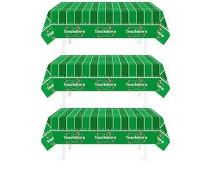 lot 1638 image: Childom Football Party Decorations,6 Pack Football Tablecloth Disposable Plastic Tablecloth 54 X 108 Plastic Table Cloth for Rectangle Tables,Birthday Party Decor,Parties Supplies for Home,Dinner 2 packs of 3