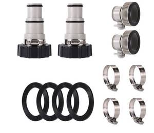 lot 1646 image: 4pcs Pool Hose Adapter Kit with Clamp Washer, Type A &amp B Conversion Connector (1.5 to 1.25) for Intex Threaded Connection Filter Pumps Hoses, Above Ground Pool Replacement Accessories Part