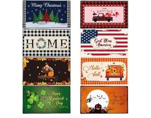 lot 1651 image: Timgle 8 Pcs Seasonal Door Mat 29 x 17 Inch Interchangeable Holiday Front Doormat Larger Seasonal Welcome Floor Entrance Door Mat for Indoor Outdoor Decoration Seasonal Doormat for All Seasons
