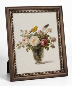 lot 15344 image: 8x10 Picture Frame Vintage Wood Wooden Picture Frames Antique Brown Gold Beads Photo Frame Tabletop and Wall Hanging Artwork Painting Living Room Wall Decor Gift  - Retail $24
