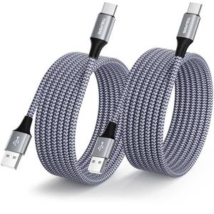 lot 15417 image: Long USB C Cable 8ft, 2-Pack, 3A Fast Charging, USB A to USB C Charger Cable Braided for iPhone 16 15 Pro Max Plus, for Samsung Galaxy S24 S23 S22 S21 S20 S10 S9 A54 A35 A15 A14 - Retail $19