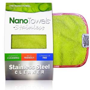 lot 15424 image: Nano Towels Stainless Steel Cleaner  The Amazing Chemical Free Stainless Steel Cleaning Reusable Wipe Cloth  Kid & Pet Safe  Light Green 7x16 (1 pc) - Retail $15