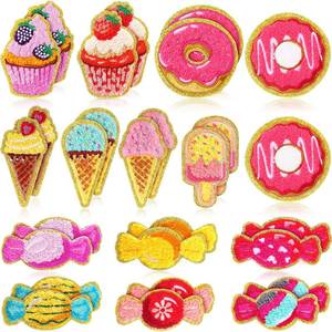 lot 15432 image: 28 Pcs Dessert Theme Chenille Patches, Self Adhesive Cute Ice Cream Candy Stickers for Crafts, Notebook Decorations, Party Setups, Stationery DIY, Baking-Themed Parties Girls Women Gifts - Retail $20