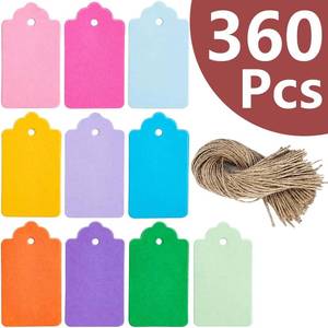 lot 15447 image: Tags with String, 10 Colors Blank Kraft Paper Price Tags Gift Bag Hanging Tags for Labeling Presents Crafts Wedding Christmas Halloween - Retail $5