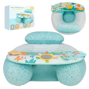 lot 15458 image: Park Baby Donut Sit Me Up Floor Seat for 3-36 Months, Inflatable Baby Seat with Cover, Activity Chair for Sitting up, Sensory Tray Suitable for Development, Elephant - Retail $31