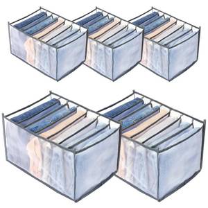 lot 15461 image: Wardrobe Clothes Organizer for Drawers, Washable Clothes Organizer for Folded Clothes, Clothing Storage, Portable Closet Organizer for Thin Jeans, Trousers, T-shirts, Skirts (Gray) 5  - Retail $37