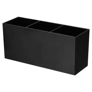 lot 15467 image: 3 Compartments Clear Acrylic Pen Holder, Pencil Holder Pen Organizer Pencil Cup Makeup Brush Holder Square for Countertop Desk, Black - Retail $11