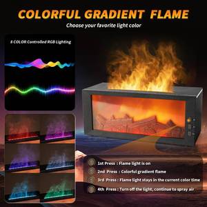 lot 15480 image: Fireplace Essential Oil Aroma Diffuser, Flame Air Humidifiers 300ML,14-Hour Runtime, Colorful Flame Diffusers for Home,  10ML Hotel Collection Diffuser Oils for Bedroom(Black) (no oil included) - Retail $33