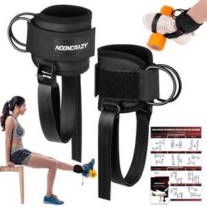 lot 15481 image: Ankle Straps for Dumbbell and Cable Machine, Dumbbell Foot Attachment with Longer Stronger Nylon Strap, Tibialis Trainer, Leg Extensions, Hamstring Curls for Women and Men(Black Double) - Retail $20