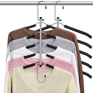 lot 15482 image: Clothes Hangers Space Saving Shirt Organizer, Non Slip Multi Shirt Hangers for Closet with Foam Padded Closet Organizers and Storage for Sweater Hoodie Blouse Coat Dress Short Black 2 Pack - Retail $16