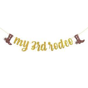 lot 15489 image: My 3rd Rodeo BannerChildren 3rd Birthday PartyWestern Cowboy Cowgirl 3rd Birthday Party Decorations - Gold Glitter - Retail $9