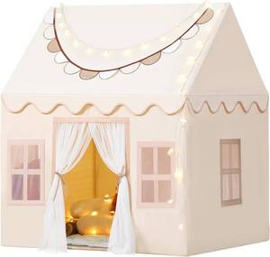 lot 15512 image: Play Tent for Kids with Star Lights & Banners, Kids Tent Indoor for Toddler, Indoor Playhouse for Playroom Furniture, Gift Toys for Boys & Girls - Retail $43