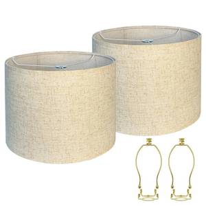 lot 15518 image: Lampshades Set of 2, 11.6 Top x 12.6 Bottom x 10 High, Drum Lamp shades��Medium Lamp shade, Beige Lampshade Natural Linen Hand Crafted, see installation video here - Retail $28