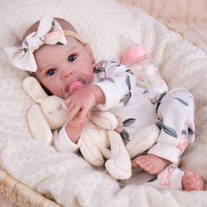 lot 15523 image: Lifelike Reborn Baby Dolls Girl - 20 Inch Realistic Newborn Baby Dolls with Poseable Body, Real Life Baby Dolls with Accessories for 3 Year Old Girls Gifts, Pretend Play, Collection - Retail $50