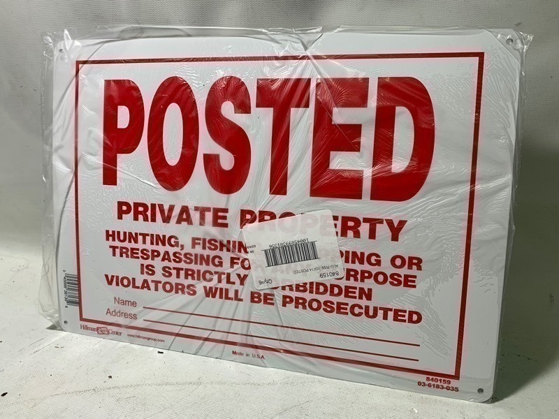 lot 302 image: 6 New Aluminum 14x10 Private Property Posted Signs�