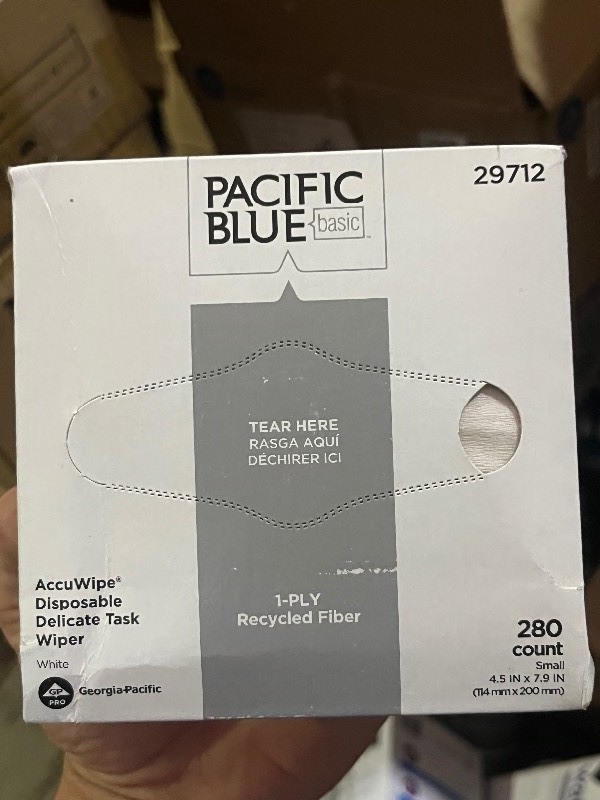 lot 250 image: Bundle of 6 Boxes - Pacific Blue Basic AccuWipe Recycled Disposable Delicate Task Wipers - For Precision Part, Instrument, Lens - Absorbent, Soft, Non-abrasive, Disposable, Streak-free - Fiber - 280  Box