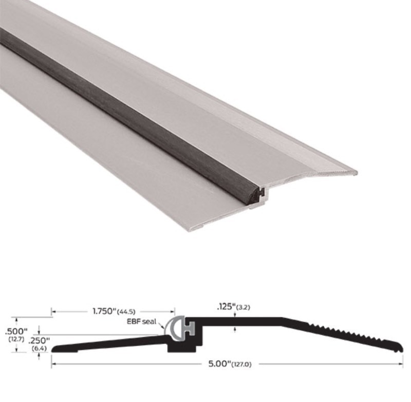 lot 261 image: Zero 566A Rabbeted Threshold with Neoprene Stop   6 x 5 x 12 High  Aluminum Mill Finish Threshold