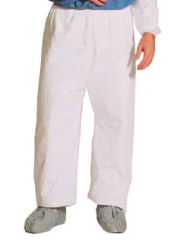 lot 409 image: Case of 50 POLY PRO PANTS WHITE  ELASTIC WAIST Professional Quality