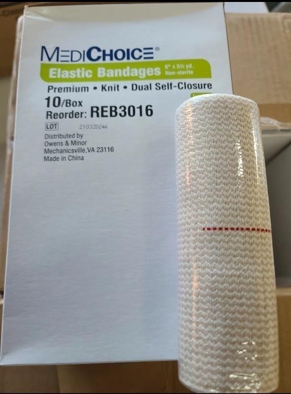 lot 635 image: Box of 10 MediChoice Elastic premium Bandages  6 X 5.5 yd Latex Free.