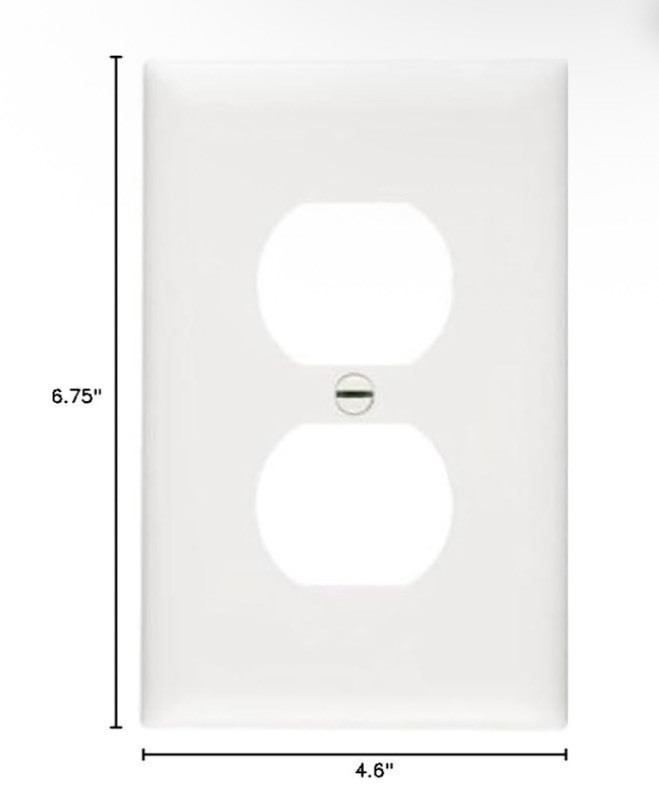 lot 595 image: Legrand Pass & Seymour SP8WUCC100 Bundle of 15 Plastic Wall Plates, One Duplex Receptacle Outlet, White - no box