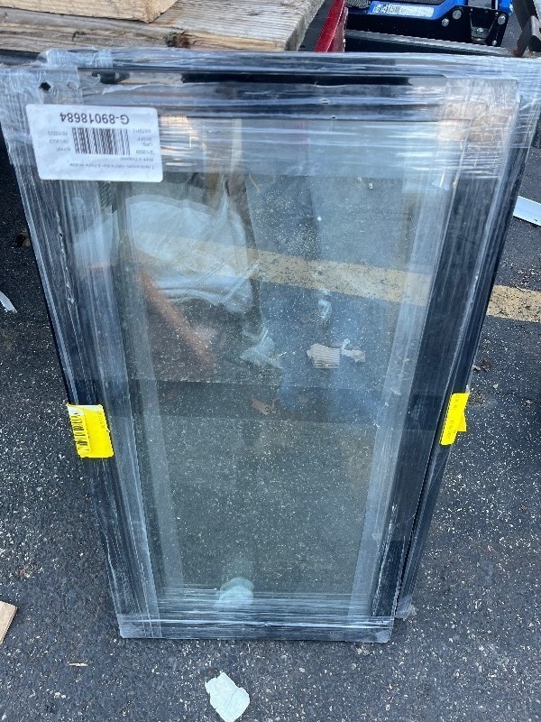 lot 258 image: Bundle or 2 Glass Window Panes Black Frame - 16 x 30.5 each