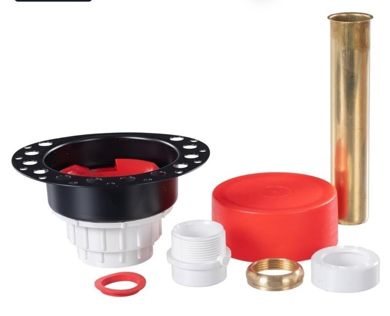 lot 214 image: ITD5135 - Two Piece PVC Pipe Freestanding Tub Drain Kit & Rough-In - Easy Installation, Asymmetrical Deck Plate, Water, Air, & Smoke Testable - Designed for 810 Joist Spaces & Tight Bathrooms Retails $116