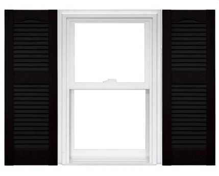 lot 31 image: 14-12 in. x 64 in. Open Louver Shutter Cathedral Top Black pair #002