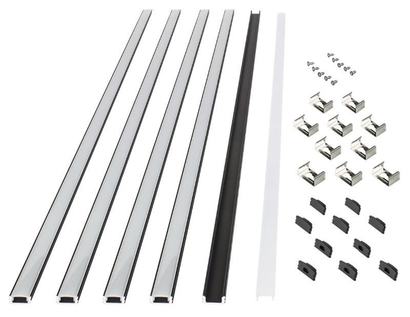 lot 3 image: Armacost Lighting Surface Mount LED Tape Light Mounting Channel 5-Pack - Black, 960056, 39 each