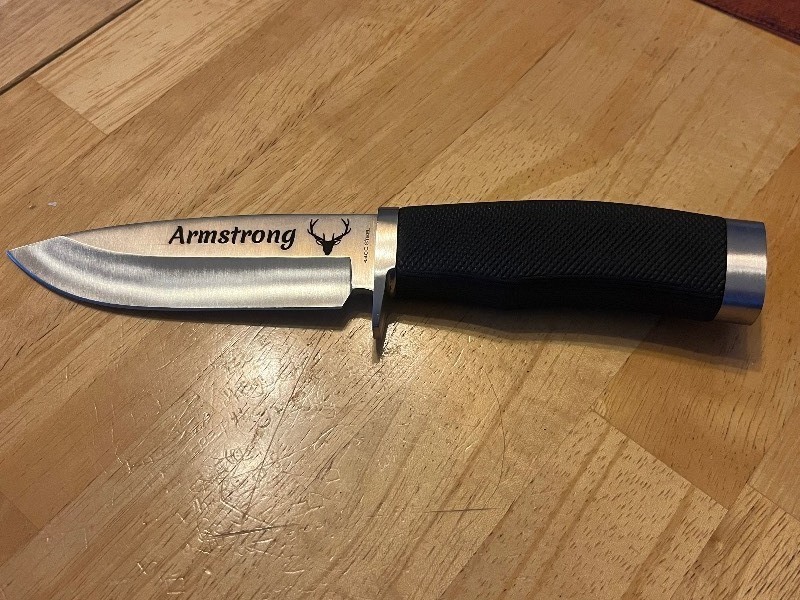 lot 11 image: ArmStrong 440C Steel Blade Utility Knife - Sharp and Strong - HatchedGrip 3.5 Blade