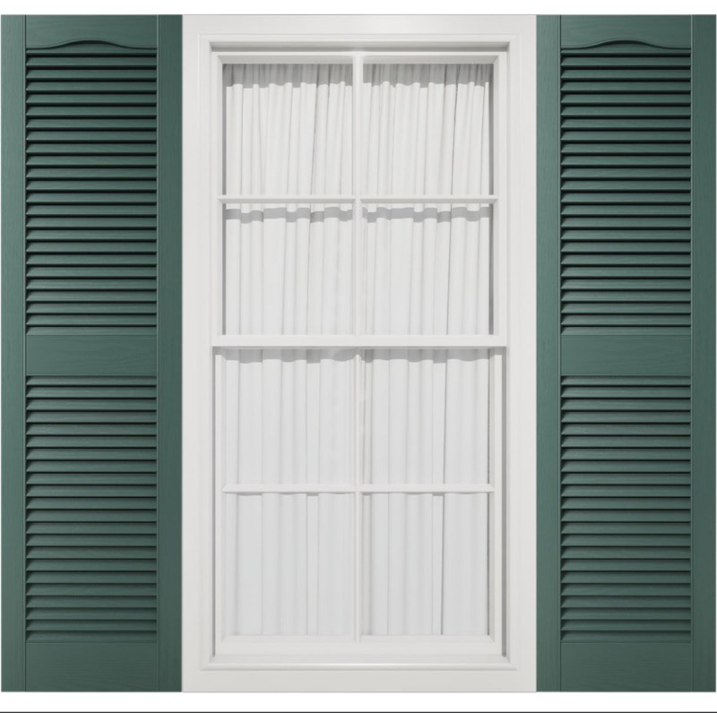 lot 33 image: 14 12W X 64H MID-AMERICA VINYL, STANDARD SIZE, OPEN LOUVER SHUTTER 028 - FOREST GREEN