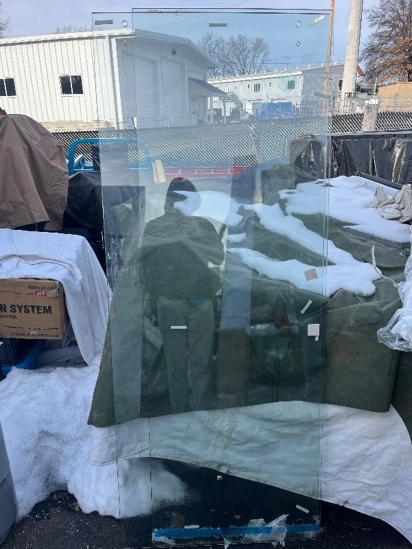 lot 104 image: 2 Pieces of Tempered Shower Glass no box comes as is