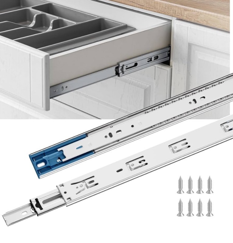 lot 252 image: Goldenwarm 1 Pair 22 Inch Soft Close Drawer Slides, 2 Pack Heavy Duty Side Mount 100lb Capacity, Full Extension Ball Bearing Cabinet Glides for Kitchen