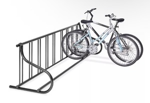 lot 50 image: Commercial Quality Single-Sided Grid Bike Rack - 9 Bike Capacity, Black - Upgrade Churches, Community Centers Etc - Unassembled In box Retails $550