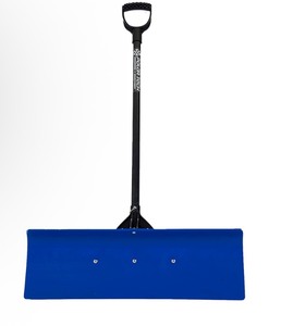 lot 188 image: EarthWay Polar Tech 91030 30-Inch Snow Shovel for Driveway, Professional Snow Pusher with Ergonomic D-Shaped Handle, High Impact ABS Resin, Quick Assembly, Fiberglass Shaft, Blue, Tall User Design Retails $107