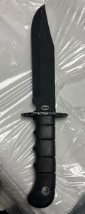 lot 14 image: Frost Cutlery Heavy Duty Steel M9-Type Black knife - Comes as is - Finger Holds on Grip