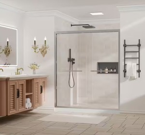 48 in. - 54 in. W x 72 in. H Double Sliding Framed Shower Door with Nano-Coated Clean Tempered Glass in Brushed Nickel