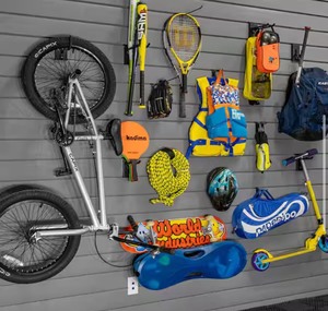 Quality Garage/ Workshop Organization 48 in. H x 96 in. W PVC Slatwall Kit with Basic Bundle in Light Gray *Retails $250*