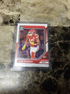 lot 933 image: 2024 Panini Donruss Optic Football Isiah Pacheco Kansas City Chiefs Card