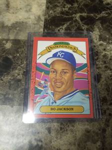 lot 956 image: 1989 Leaf Donruss Diamond Kings Bo Jackson Kansas City Royals Baseball Card