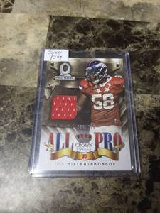 lot 973 image: 2013 Panini Crown Football 296299 Pro Bowl Jersey Von Miller Denver Broncos Card