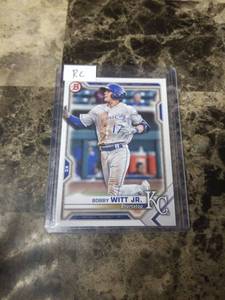 lot 991 image: 2021 Topps Bowman Chrome Bobby Witt Jr. Kansas City Royals Rookie Baseball Card