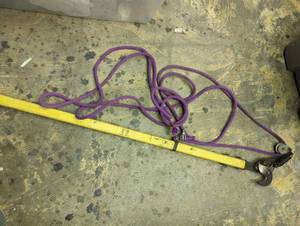 lot 16765 image: Bartlett Extender Stick attachment hook, pulley and rope. Used, see images for condition.