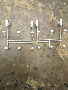 lot 16799 image: Two White Over-Door Hook Rack Organizers, set of 2.