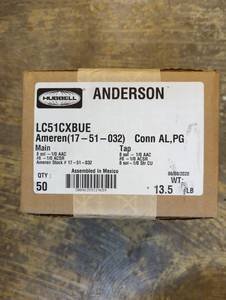 lot 16805 image: Hubbell Anderson LC51CXBUE Electrical Connector, factory sealed box, new.