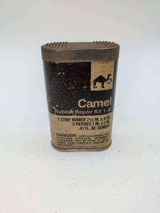 lot 16813 image: Camel Rubber Repair Kit 1-A, vintage, with contents sealed, as is.