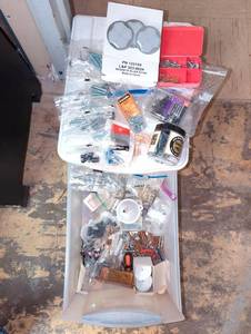 lot 16720 image: Mixed Hardware and Parts Lot, used and new items in organizer.