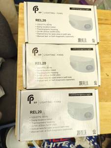 lot 16740 image: RP Lighting REL20 LED Emergency Light, 3 count.
