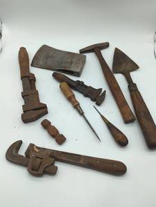 lot 16781 image: Collection of wooden handled Vintage Traditional Hand Tools mixed lot.