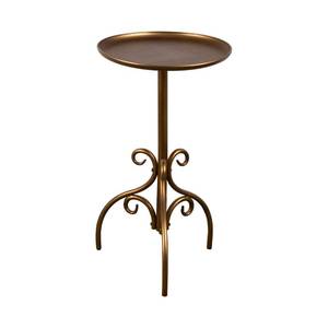 lot 1546 image: Round Side Table, Small Metal Drink Table for Small Spaces, Modern Martini Table for Living Room, Bedroom, Corners, and Office (Antique Brass)